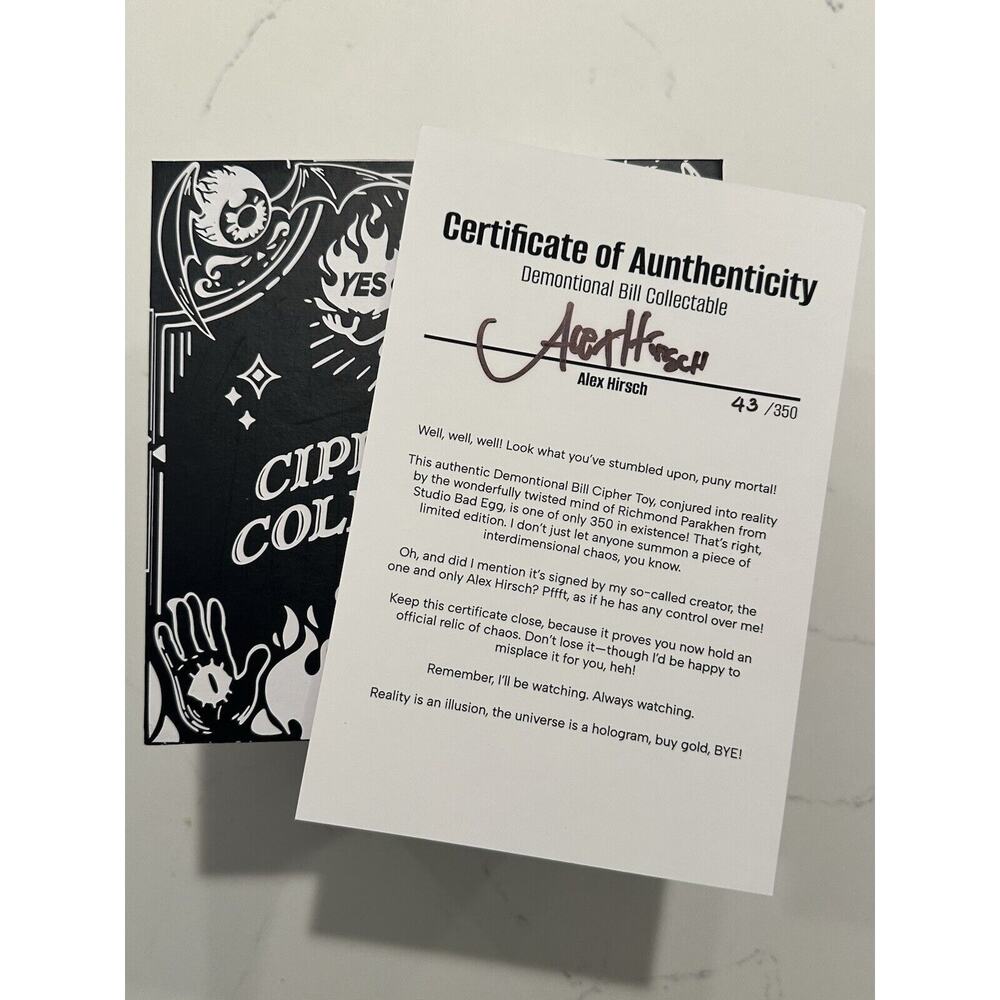 Alex Hiirsch SIGNED 8" Demontional Bill Collectable Autographed Filled RARE /350